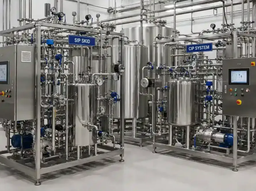 SIP skid and CIP system used for cleaning and sterilization